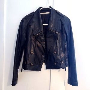 Vintage buffalo leather moto jacket